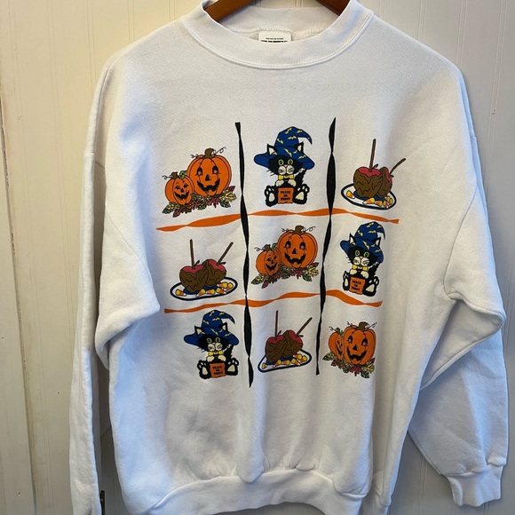 Tultex White Halloween Crewneck Sweater - Picture 1 of 8